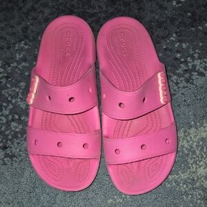 CROCS Vibrant Pink Slide Sandals Size 8